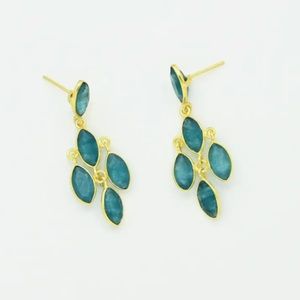 Neon blue jade cluster earrings. NWOT.